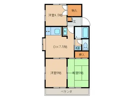 オリンピア東台(3DK/2階)の間取り写真