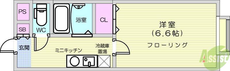 ハイブリッドレジデンスⅥ(1K/2階)の間取り写真