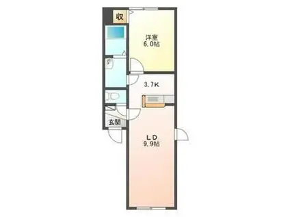 フルハウス八軒 FULL HOUSE(1LDK/1階)の間取り写真