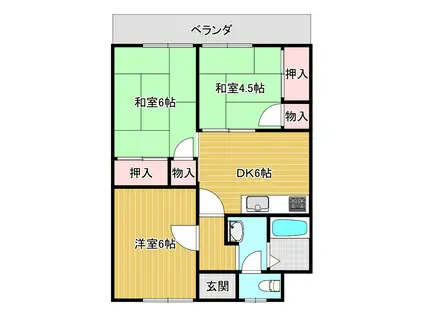 ヒルズ稲佐マンション(3DK/4階)の間取り写真