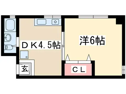 カンフォート淡路(1DK/3階)の間取り写真