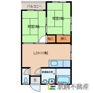 サンガーデン三奈木(2LDK/2階)の間取り写真