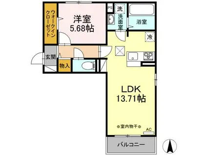 グランメールC(1LDK/1階)の間取り写真
