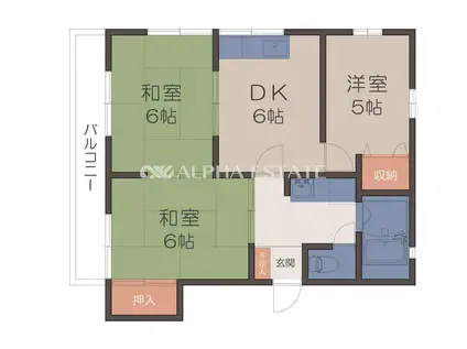 ディアスハイツ小牧(3DK/2階)の間取り写真