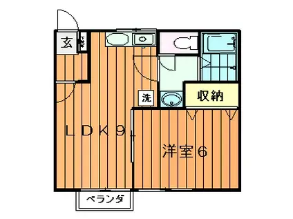 川内ハイツ(1LDK/1階)の間取り写真