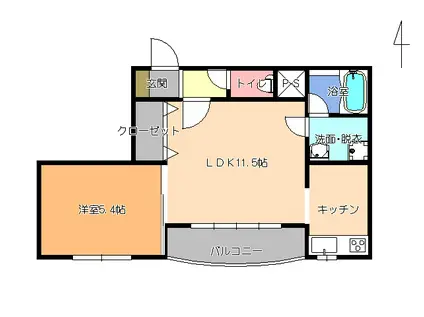 大野ハイツ3号館(1LDK/3階)の間取り写真