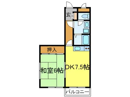 アインス阪田(1DK/2階)の間取り写真