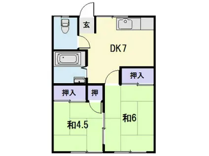 コーポ若葉(2DK/2階)の間取り写真