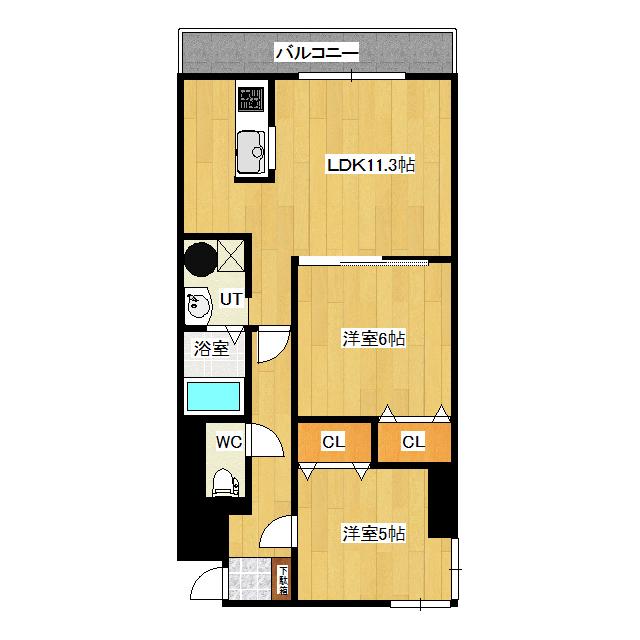 ソシオ山下通(2LDK/2階)の間取り写真