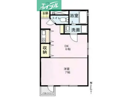 番丁三楽亭(1DK/2階)の間取り写真