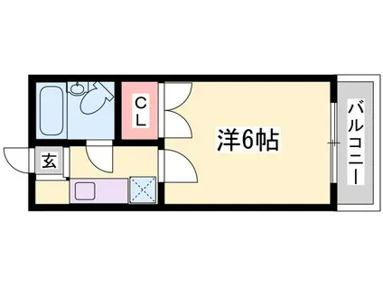 Uマンション(1K/2階)の間取り写真