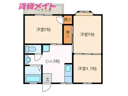 ジュネスよこわ(3DK/2階)の間取り写真