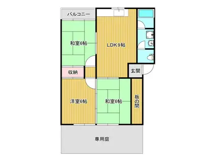 緒方アパート(3LDK/1階)の間取り写真
