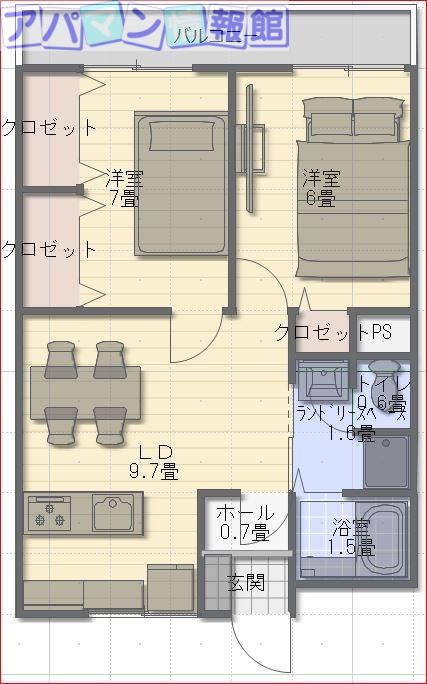 山二ツ・マンション(2LDK/2階)の間取り写真