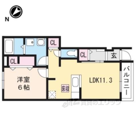 RIRIA VII 3(1LDK/1階)の間取り写真