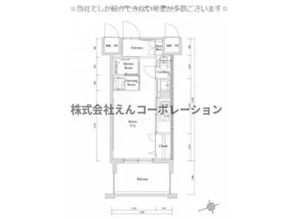 エンクレスト天神GLEE(ワンルーム/12階)の間取り写真