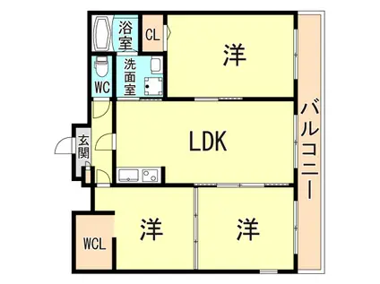 エヴァンスII(3LDK/3階)の間取り写真