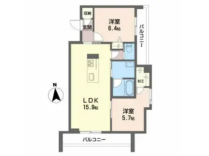 バルビゾン花園(2LDK/3階)の間取り写真