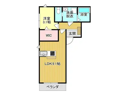 東武伊勢崎線 加須駅 徒歩3分 2階建 築4年(1LDK/1階)の間取り写真