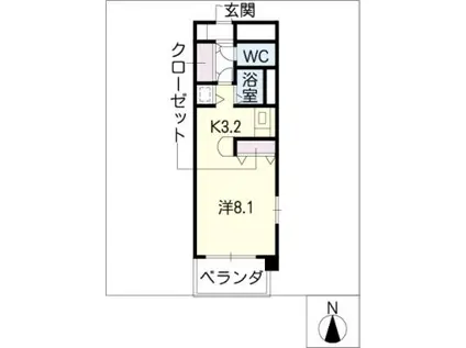 ラナ・清水野(1K/1階)の間取り写真