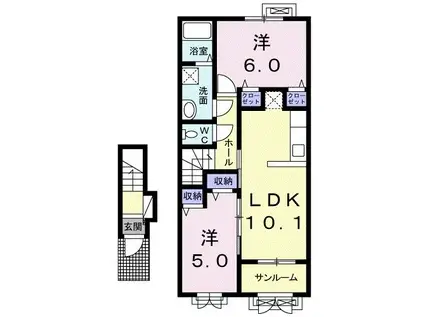 フェリス(2LDK/2階)の間取り写真