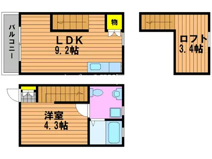 センターフィールド湊(1LDK/2階)の間取り写真