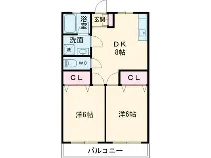 アクアハイツMIKI(2DK/2階)の間取り写真