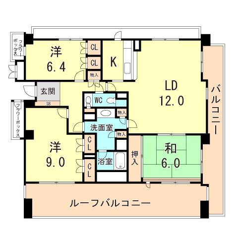 パークハイム六甲八幡町(3LDK/4階)の間取り写真