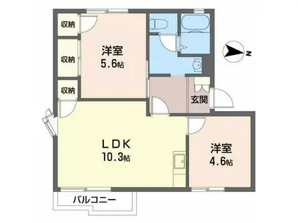 ハイツメイプルタウン(2LDK/2階)の間取り写真