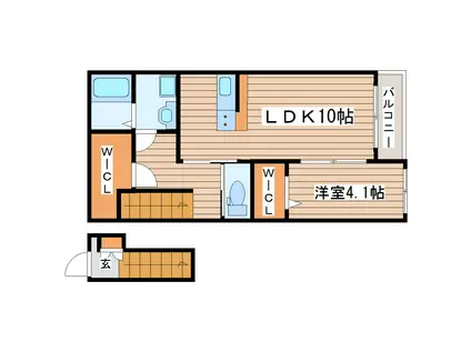ベルシティ泉水スクエア(1LDK/2階)の間取り写真