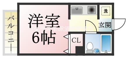 ジュネス福田(1K/3階)の間取り写真
