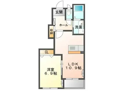 アンジュ マカロン(1LDK/1階)の間取り写真