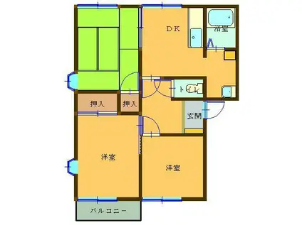 コーポ静(3DK/1階)の間取り写真