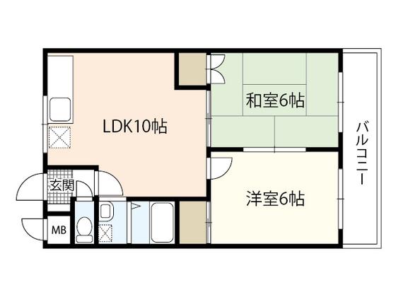 アンフォーラ宮脇(2LDK/1階)の間取り写真