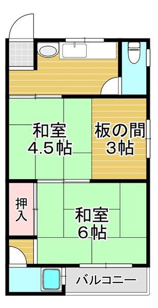 嶋川マンション(2SK/3階)の間取り写真