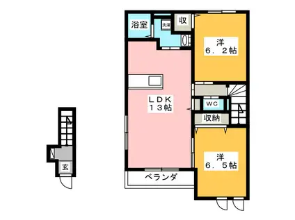 エトワール美旗II(2LDK/2階)の間取り写真