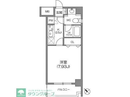 ルクレ森下レジデンス(1K/12階)の間取り写真