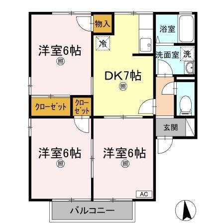 セジュール久万ノ台 A(3DK/2階)の間取り写真
