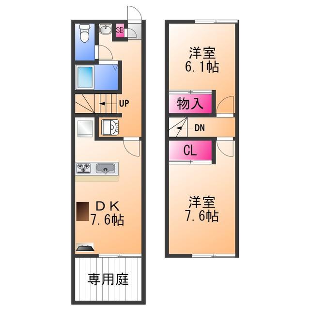 レオパレスTSURUHARA 2001(2DK/2階)の間取り写真