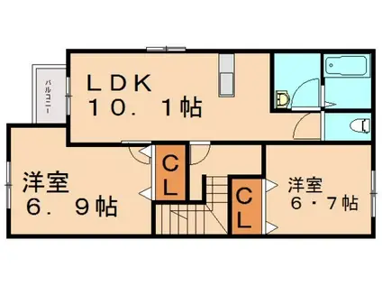 HOPE HOUSE(2LDK/2階)の間取り写真