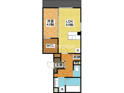 カーサデルソル(1LDK/3階)の間取り写真