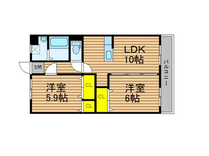 パークサイドM(2LDK/2階)の間取り写真