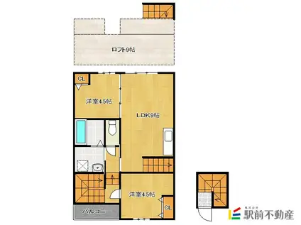 グランステイツ小郡(2LDK/2階)の間取り写真