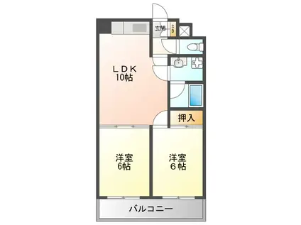 ヴィラエスポワール(2LDK/2階)の間取り写真