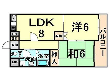 フリーデ立花(2LDK/2階)の間取り写真