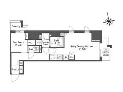 コンフォリア東上野(1LDK/5階)の間取り写真