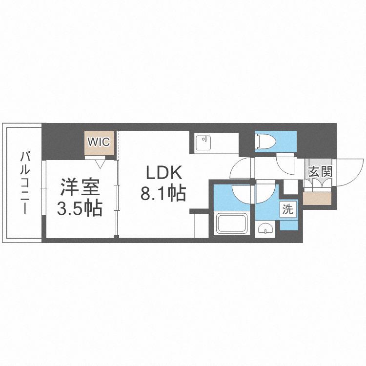 アーバネックス京町堀(1LDK/11階)の間取り写真