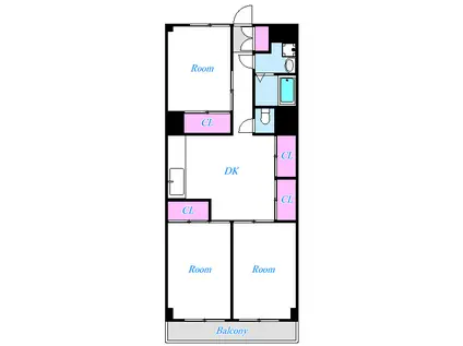 アポー河辺壱番館(3DK/5階)の間取り写真