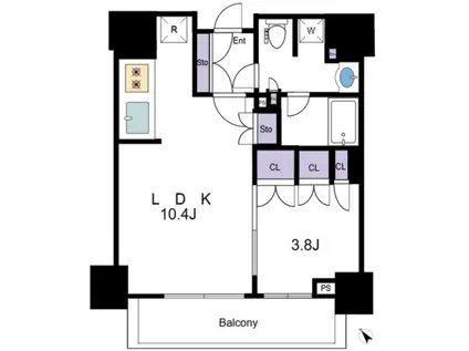 インプレストコア代官山(1LDK/3階)の間取り写真