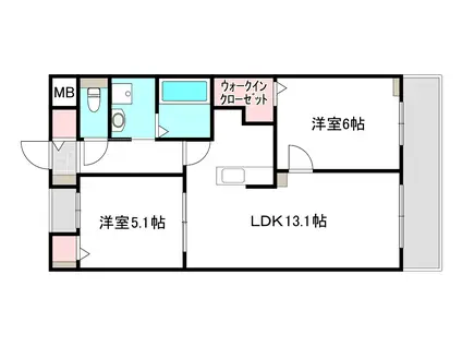 コレッソ・M(2LDK/2階)の間取り写真